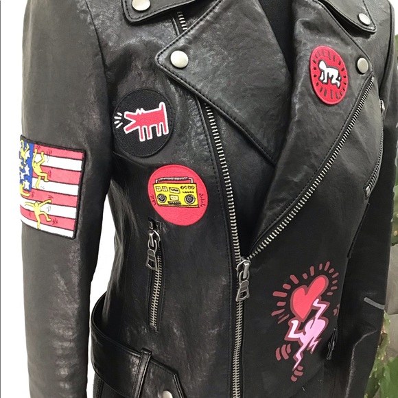 ALICE & OLIVIA x KEITH HARING CODY LEATHER JACKET SMALL RETAIL $1200 - Picture 4 of 12